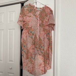 Cato Pink and Green Floral Top